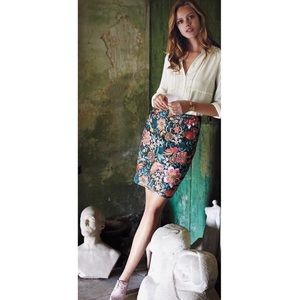 Anthropologie Embroidered Fiore Pencil Skirt